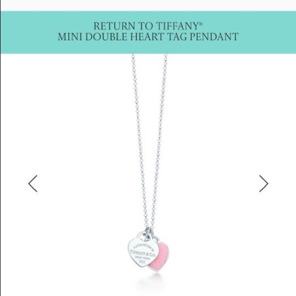 Tiffany and co mini double heart pendant necklace